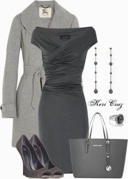 Classy Outfit Chique Outfits, Tas Fashion, Grey Dress, Business Outfit, Komplette Outfits, Work Attire, Looks Style, Mode Style, Work Fashion