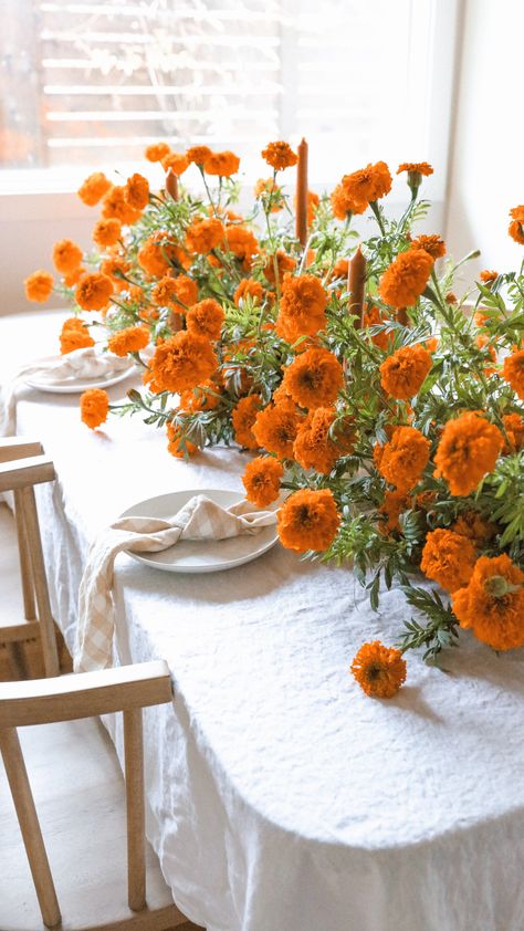 Marigold Wedding, Orange Wedding Flowers, Fleur Orange, Boda Mexicana, Marigold Flower, Orange Wedding, Deco Floral, Seattle Wedding, Deco Table