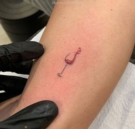 Tiny Tattoos With Meaning, Tattoo With Meaning, Wine Glass Tattoo, Wine Tattoo, Glass Tattoo, Tiny Tattoos For Women, Tattoos Infinity, Tattoo Trend, Small Tattoos With Meaning