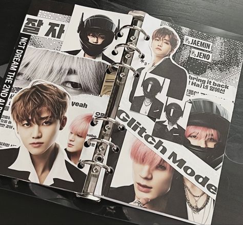 Nct Scrapbook Ideas, Kpop Photo Collage, Kpop Scrapbook Edit, Scrapbook Ideas Kpop, Kpop Collage Journal, Kpop Scrapbook Ideas, Kpop Binder Cover, Nct Collage, Binder Cover Ideas