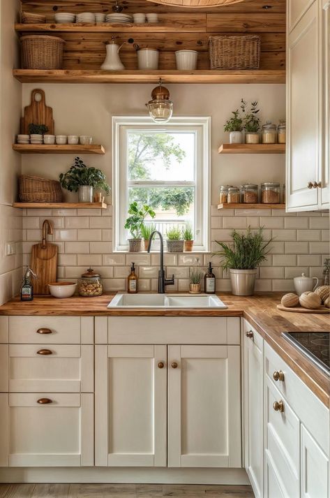 Tiny Cottage Kitchen, Cottage Kitchen Design, Small Cottage Kitchen, Minimalist Kitchen Design, Tiny Cottage, Cottage Kitchens, Scandinavian Kitchen, Tiny Kitchen, Cottage Kitchen