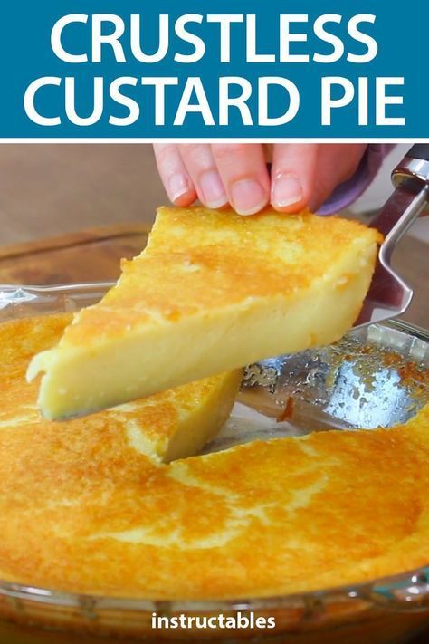 Crustless Custard Pie, Crustless Custard, Best Custard Pie Recipe, Baked Custard Recipe, Crustless Pie, Custard Cake Recipes, Custard Pie Recipe, Beaux Desserts, Authentic Mexican Recipes