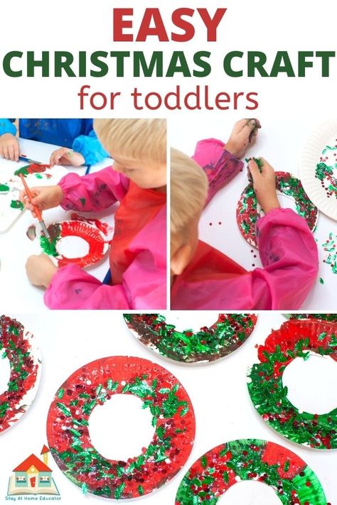 Easy Christmas Art, Art Activity For Preschoolers, Plate Wreaths, Easy Christmas Crafts For Toddlers, Christmas Wreath Craft, Activity For Preschoolers, Basic Art, Christmas Art Projects, Christmas Paper Plates