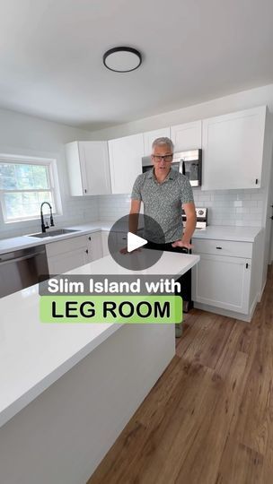 4.2K views · 358 reactions | You have limited space and want a kitchen island, and want to have room for stools.  I personally don’t see the purpose of an island that you cannot sit at. 
This is my kitchen hack to having a slim island with leg room for stools #kichen #kitchendesign #design #style #homedecor #island #homerenovation | Rob Brydges | Taylor Swift · august Kitchen With Island Attached To Wall, Slim Island Kitchen, Long Narrow Kitchen Island With Seating, Raised Bar Kitchen Island, Narrow Kitchen Island With Seating, Kitchen Island Alternatives, Kitchen Island With Legs, Narrow Island, Kitchen Island Hack