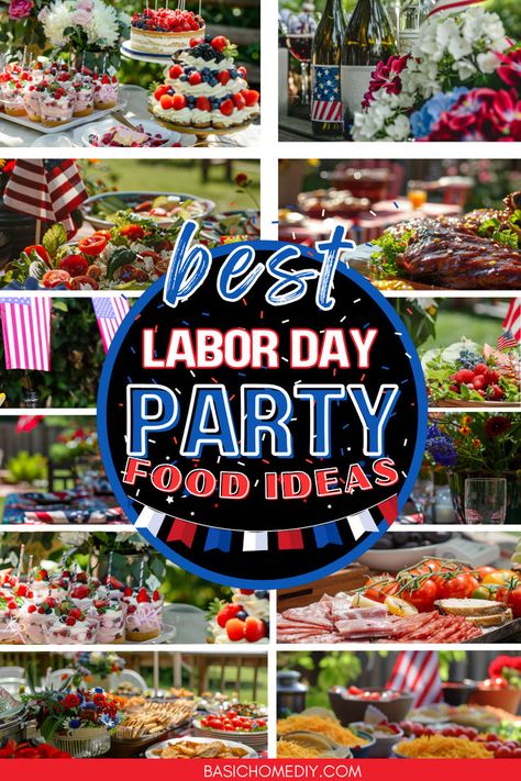 Get ready to host the ultimate Labor Day weekend party with these best Labor Day party food ideas! Perfect for both adults and kids, these easy party food ideas include delicious recipes for the whole family. From easy appetizers to main courses, we've got you covered with ideas for a crowd, whether you're by the pool or enjoying a long weekend, celebrate with patriotic foods, perfect for summer parties and backyard BBQs, you'll love these patriotic desserts, summer salads, and drinks. Day Party Food Ideas, Easy Party Food Ideas, Labor Day Party, Pool Party Food, Easy Labor, Recipes For The Whole Family, Patriotic Food, Patriotic Desserts, Easy Appetizers