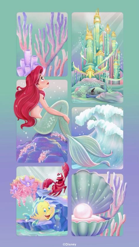 Sea Art Wallpaper, Disney Background Aesthetic, Disney Wallpaper For Iphone Aesthetic, Mermaid Cartoon Drawing, Cute Mermaid Wallpaper, Arial Princess, The Little Mermaid Wallpaper, Wallpaper Mermaid, Ariel Aesthetic