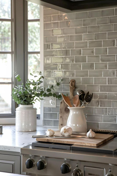 50 Modern Farmhouse Kitchen Backsplash Ideas for Contemporary Homes Old Farmhouse Kitchen Ideas, Island Decorations, Farmhouse Backsplash Ideas, Modern Farmhouse Kitchen Backsplash, Country Kitchen Backsplash, Gray Kitchen Backsplash, Brick Tile Backsplash, Farmhouse Kitchen Backsplash Ideas, Rustic Kitchen Backsplash