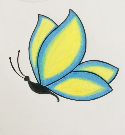 Butter Flying Drawing Easy, Spring Drawing Ideas Easy, Cute Drawings Butterfly, Simple Spring Drawings, Spring Drawings Ideas Art Easy, Butterfly Drawing Cartoon, Easy Butterfly Drawing Simple, Cartoon Butterfly Drawings, Insect Drawing Simple