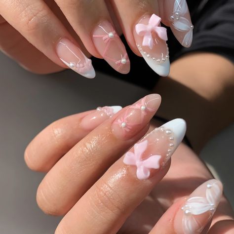 Nails White French Tip, Nails White French, Nails Short Almond, Nails Medium Almond, Fake Nails White, Pink Press On Nails, White French Tip, Almond Nails Designs, Almond Acrylic Nails