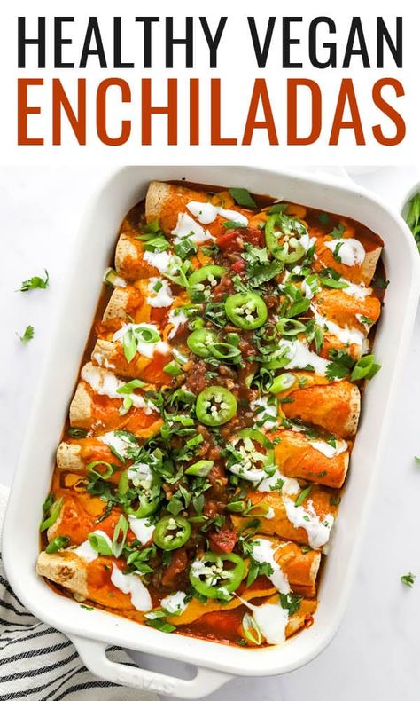 Vegan Enchiladas Black Beans And Corn, Eating Bird Food, Beans And Corn, Healthy Mexican Recipes, Vegan Enchiladas, Vegan Queso, Vegetarian Enchiladas, Vegan Mexican Recipes, Clean Eating Meal Plan