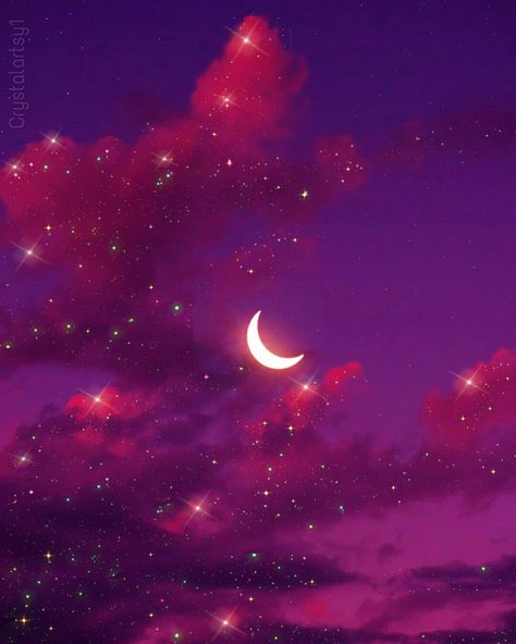 Moon.night.sky.nature.glitter.art.sparkle.magical.colors.aesthetic Purple Aesthetic Sky, Sparkle Art, Glitter Aesthetic, Dreamy Beach, Sparkle Wallpaper, Magical Night, Moon Aesthetic, Night Sky Wallpaper, Aesthetic Purple