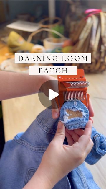 Learn How To Weave | Lindsey Campbell on Instagram: "Using a darning loom is so fun! I shared a project with this loom earlier and had lots of questions to show how to use it. Today I sewed a patch on some pants that had a hole in the pocket! What do you think? 

I’m so excited to share more about this technique at @thecraftersbox retreat in May! I taught basket weaving at the retreat last year and am looking forward to heading bach. I’ll be teaching a workshop all about darning looms and will share different patterns/projects you can try when making patches. We’ll be decorating bags with as many patches as we can add, with a view of the ocean, surrounded by creative makers. Can’t wait!" Darning Loom Tutorial, Making Patches, Darning Loom, Decorated Bags, How To Weave, Diy Weaving, Denim Patches, May I, Different Patterns