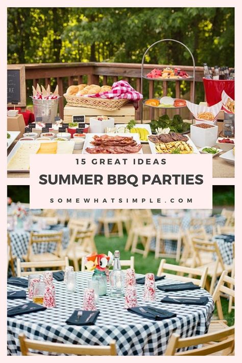 Garden Bbq Ideas Party, Outside Bbq Party Ideas, Backyard Barbecue Party Decorations, Outdoor Barbeque Ideas Party, Backyard Cookout Party Decorations, Cookout Theme Party Backyard Bbq, Summer Bbq Table Decor, Big Bbq Party Ideas, Backyard Bbq Party Setup Ideas