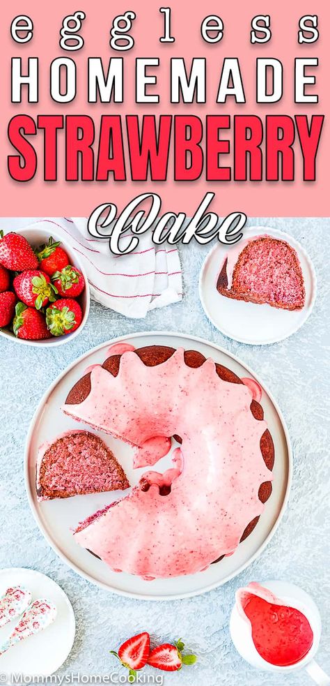 Eggless Strawberry Cake Recipe, Strawberry Bundt Cake, Pops Recipes, Homemade Strawberry Cake, Easy Cakes, Recipe Strawberry, Lip Shades, Bundt Cake Recipe, Eggless Cake Recipe