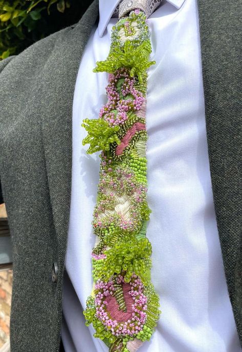 embroidered tie from @milatextiles ⭐️ Embroidered Clothes Diy, Tie Aesthetic, Household Cleaning Schedule, Tidy House, Embroidered Tie, Flower Tie, Cleaning Schedule, Fashion Blouse, Fashion Blouse Design