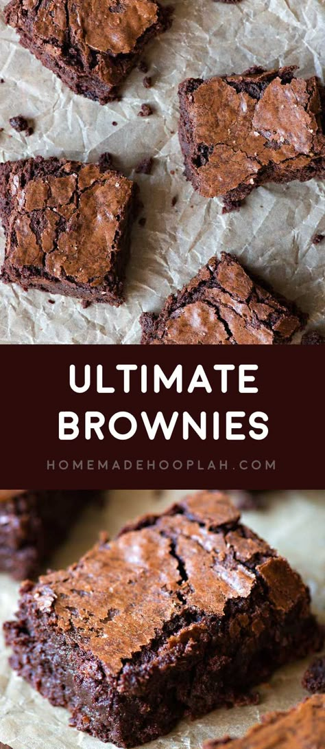 Ultimate Brownies! If you're looking for a go-to brownie recipe to add to your baking arsenal, I guarantee this is the BEST brownie recipe out there, hands down! | HomemadeHooplah.com Ultimate Brownie Recipe, The Best Brownie Recipe, Ultimate Brownies, Best Brownie Recipe, Brownies Recipe Homemade, Dessert Aux Fruits, Homemade Brownies, Best Brownies, Oreo Dessert