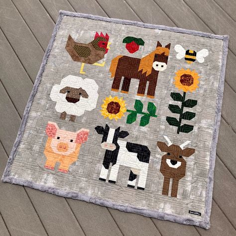 Farm Animal Quilt Patterns, Frog Quilt Block Pattern, Fab Farm Quilt, Elizabeth Hartman Quilt Patterns, Sheep Quilt Pattern, Farm Animal Quilt Patterns Free, Elizabeth Hartman Patterns, Cow Quilt Block, Boy Quilt Patterns