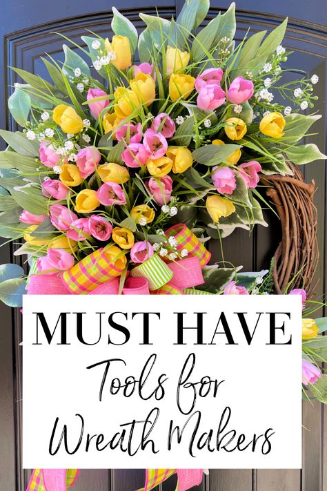 Must Have Tools for Wreath Making - 3 Little Greenwoods Wreath Making Business, Wreath Business, Wreath Making Tutorials, Wreath Workshop, Diy Wreath Making, Unique Wreaths, Ribbon Organization, Deco Mesh Wreaths Tutorials, Burlap Wreath Diy