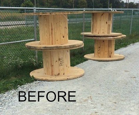 DIY Clock From a Wooden Spool Large Wooden Spools, Wooden Spool Projects, Cable Spool, Pallet House, Wood Spool, Wooden Spool, Diy Plant Stand, Wooden Spools, Wood Clocks