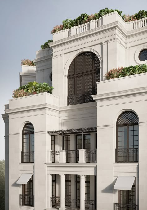 Residence in Mumbai — Sebastian Treese Architekten Classical Modern House, European Elevation Designs, Modern European Architecture, Neo Classic Building, European Buildings Architecture, European Classic House, Neo Classical Architecture Facade, New Classic Architecture Building, Classic Facade Architecture