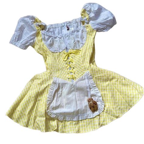 Never Worn Medium 17” Pit To Pit 14.5” Waist 28” Long Gingham Milkmaid Dress. Adjustable Lace Up Front Bear Pin Attached #Halloween #Halloweencostume #Goldilocks #Milkmaid #Cosplay All Items Are Cross Listed Bundle For Discounts Check My “About” Section To Follow Me On Instagram Goldilocks And Bear Costume, Goldilocks Costume, Milkmaid Dress, Snow White Costume, Bear Costume, Blueberry Muffin, Halloween Inspo, Leg Avenue, Women Legs