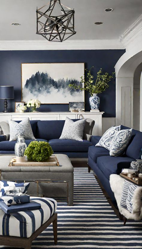 Navy and Grey Living Room Grey And Navy Living Room, Navy And Grey Living Room, Navy Sofa Living Room, Navy Living Room, Blue Sofa Living, Blue Sofas Living Room, Blue Couch Living Room, Navy Living, Navy Living Rooms