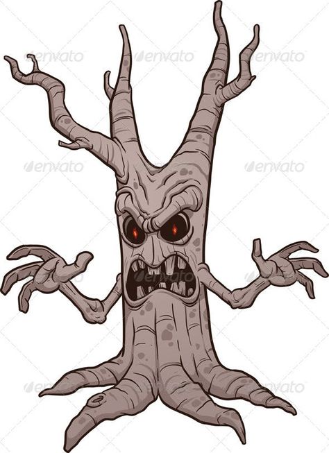 Scary Halloween Tree by memoangeles | GraphicRiver Scary Tree, Tree Tattoo Meaning, Halloween Yard Art, Pine Tree Tattoo, Cartoon Trees, Abstract Tree Painting, Winter Art Projects, Tree Vector, Simple Tree