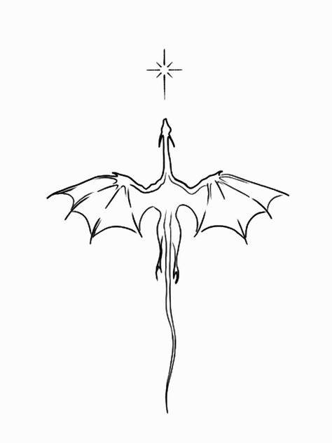 Gringotts Dragon Tattoo, Simple Wyvern Tattoo, Dragon Flying Up, Small Lineart Tattoo, Easy To Draw Dragons, Dragon With Fire Tattoo, Simple Dragon Outline, House Of The Dragon Tattoo Ideas, Dragon Tattoo Template