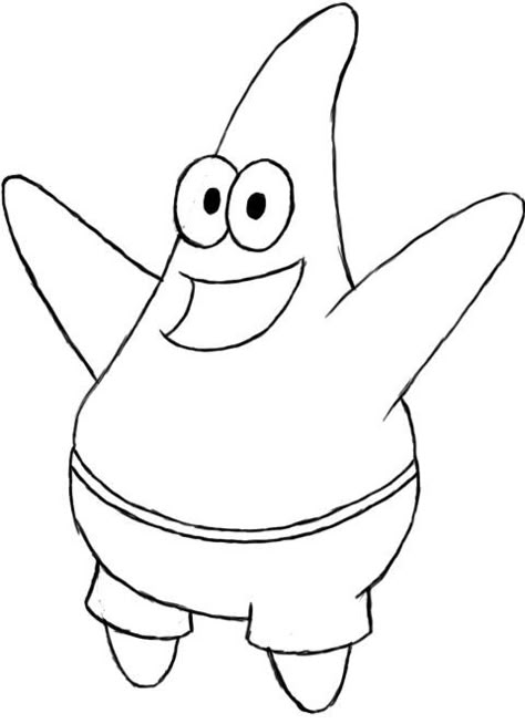 Spanjbob Draw, Spongebob Sketch, Draw Patrick Star, Spongebob Squarepants Drawing, Patrick Drawing, How To Draw Spongebob, Draw Spongebob, Cartoon Outline, Easy Cartoon Characters