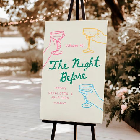 This rehearsal dinner welcome sign is a digital editable template, using Templett.com. Edit right in your web browser. It features a wonderful typography and refined style. This elegant rehearsal party sign will be the perfect touch for your Wedding, Rehearsal dinner, Engagement party, Vow Renewal, Bridal Shower, Bachelorette Party or other event. You will receive an access link within minutes after purchase to your email. Make your edits (wording, font, background color etc.), download and print at home or with a print shop/copy center/photo lab. Please try a free demo before purchase! ✅FULLY CUSTOMIZABLE TEXT, INCLUDING COLOR, SIZE AND STYLE ✅NO SOFTWARE TO INSTALL ✅NO FONTS TO DOWNLOAD ⬇️TRY THE DEMO BEFORE PURCHASE 🆓️FREE DEMO🆓️ TRY IT BEFORE YOU BUY IT Copy and paste this url into y Backyard Barbeque Wedding, Night Before Wedding Party, Welcome To The Night Before Sign, The Night Before Rehearsal Dinner Sign, Rehearsal Dinner Signs Welcome, No Bridal Party Wedding, Rehearsal Dinner At Home, At Home Engagement Party, Wedding Welcome Party Ideas