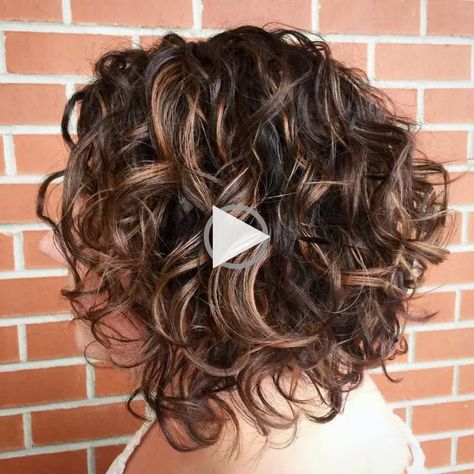 +65 Different Versions of Curly Bob Hairstyle curly hair highlights, hairstyles for curly hair, curly hair bangs!! Angled Curly Bob, Curly Angled Bobs, Hairstyle Curly, Natural Curly Hair Cuts, Highlights Curly Hair, Bob Haircut Curly, Curly Hair Photos, Bangs Curly, Curly Hair Updo