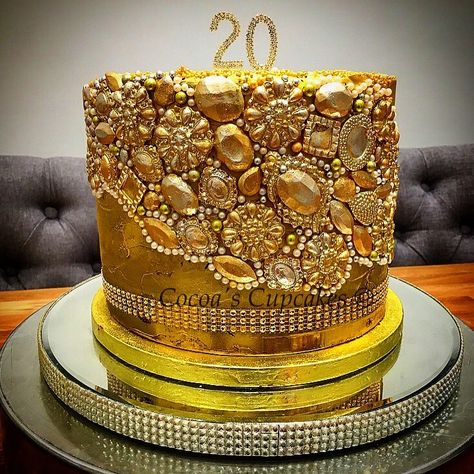 Under different lighting #jewelcake#edibleart #chocolate #birthdaycake #blingcake#anniversarycake @partytraincakesupplies Rolkem supergold… 60th Birthday Party Themes, Jewel Cake, Dedication Cake, Bling Cakes, Different Lighting, 3 Tier Wedding Cakes, Pretty Dessert, Cake Photography, Fondant Decorations