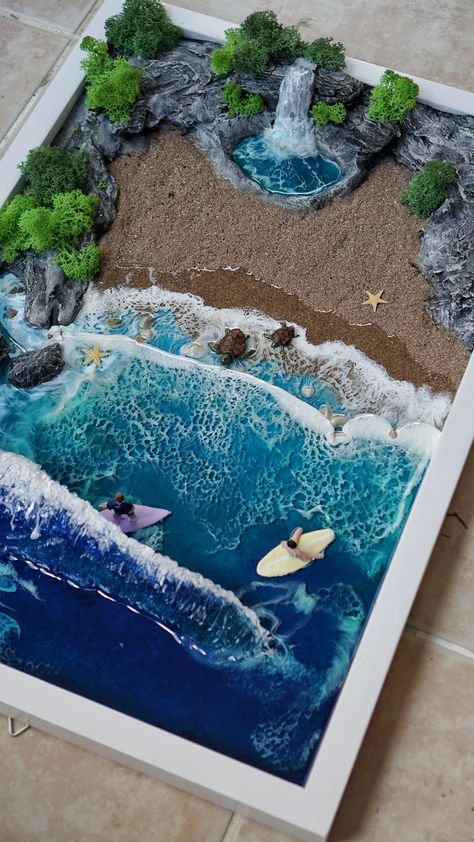 Diy Resin Wall Art, مشروعات العلوم, Resin Crafts Tutorial, Resin Art Painting, Funky Painted Furniture Diy, Tanah Liat, Painted Furniture Diy, Resin Wall Art, Cool Art Projects