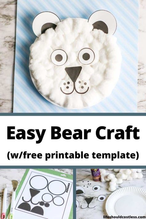 Polar Bear Paper Plate Craft, Cotton Ball Polar Bear Craft, Easy Polar Bear Crafts For Kids, Polar Bear Crafts For Toddlers, Polar Bear Template Free Printable, Paper Plate Polar Bear, Bear Paper Plate Craft, Polar Bear Template, Daycare Worksheets