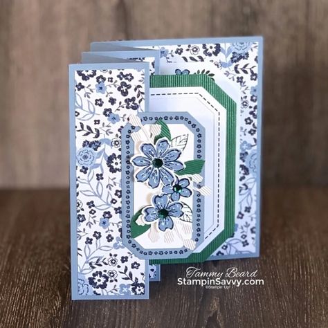 Countryside Corners, Designer Paper Cards, Fancy Fold Card Tutorials, Paper Crafts Card, Birthday Cards For Women, Frame Card, Designer Paper, Shaped Cards, Card Making Tutorials