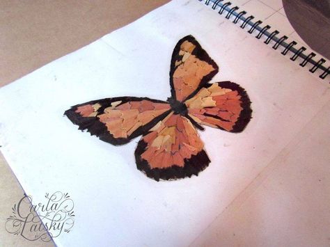 This is very creative. It's very simple. All you do is draw an outline of a butterfly and fill it with pencil shavings from your sharpener. :) Pencil Shaving Art, Kristina Webb Drawings, Kristina Webb, Pencil Crafts, Pencil Shavings, Stylish Eve, Hand Art, Holiday Art, Illustration Character Design