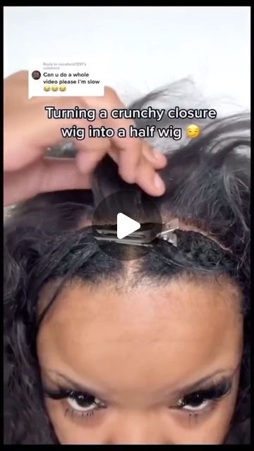 Braidstutorial on Instagram: "Turning a closure wig to a half wig. Go try on old wig👌 . How to order products: link in my bio or dm me with the picture 💗 . . . . . ————————————————————————————————————————————— 🥰Coupon code: Braidstutorial save $10 off ❤️In stock hair 24-48h fast shipping by DHL or FedEx 👏More hair & Gel & Brushes ect check bio link or DM me 📲whatsapp +1 305-204-3985/+86 15815804588 Email: Jessica@favhair.com . . . . . . . . . . . .  #wigs #hairpage #wigs #satisfyingvideos #explorepage #frontalwigs #braidponytail #njwigs #genieponytail #hairstylist #brooklynhairstylist #bkhairstylist #ponytailweave #ponytail #frontalsewin #preeverythingfrontalwig #gluelesswigs #gluelesswig #readytowearwig #readytowearwigs #wigs #customwigs #closurewigs #houstonwigs #lafrontals #lacewig Flip Over Method Wig, Wig Behind Hairline, Braid Down For Wig, Flip Over Wig, Half Wig Hairstyles, Half Wig Hairstyles Black Women, Closure Wig Hairstyles, Closure Wig Install, Upart Wig