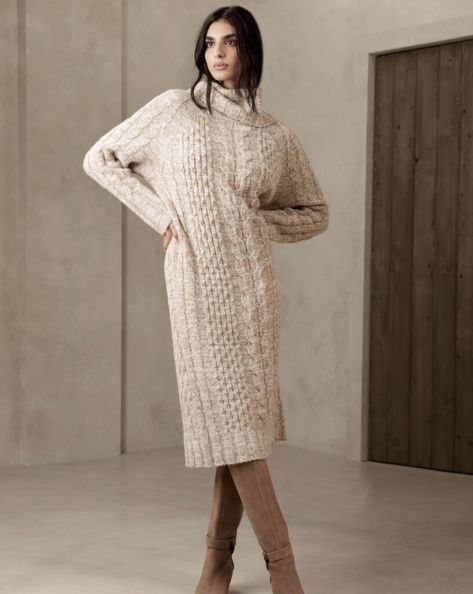 Five Sweater Dresses You Need To Check Right Now - Sweater Dress Outfit Work, Beige Sweater Dress Outfit, Sweater Dress With Boots, Sweater Dress Outfit Winter, Winter Sweater Dress, Fuzzy Sweater Dress, 2024 Clothes, Maxi Sweater Dress, Cable Sweater Dress