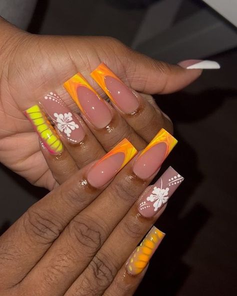 NYC Nail Tech 💅🏽 on Instagram: "Vacation freestyle 😍🌴" Jamaica Nails, Ambre Nails, Flare Nails, Nyc Nails, Nail Room, Nail Care Tips, Summer Sunshine, Acrylic Nails Coffin, Birthday Nails