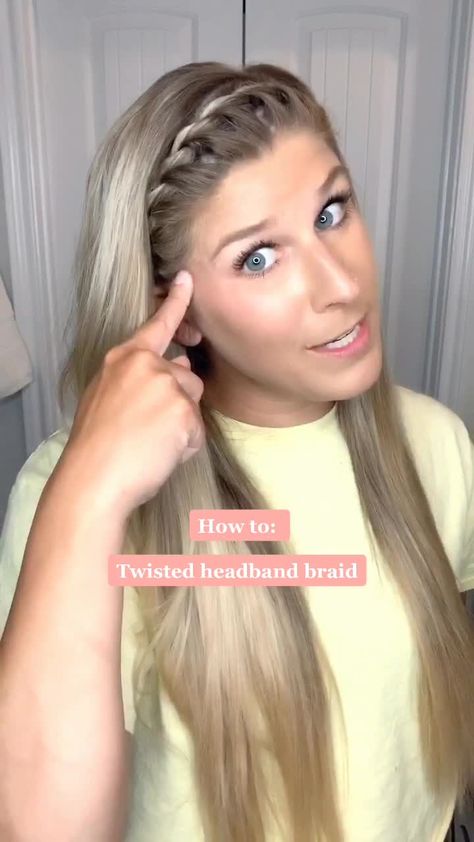 Faux Front Braid, How To Do A Top Braid, Quick Front Braid, Braided Hair Headband Styles, Crown Braid Easy, How To Front Braid Your Own Hair, Around The Head Braid, How To Do Headband Braid, Twisted Hair Headband