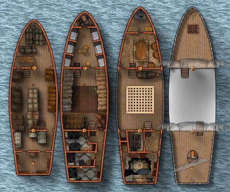 Pirate Ship Interior Layout, Pirate Ship Layout, Ship Maps Dnd, Dnd Ship Battle Map, Dnd Ship Map, Dnd Ship, Ship Layout, Medieval Ship, Merchant Ship