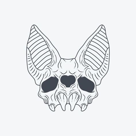 Cool Tattoo Designs Draw Sketch, Bat Skull Drawing, Bat Skull Tattoo, Bat Line Art, Bat Flash Tattoo, Cool Tattoo Stencils, Spooky Tattoo Ideas, Vampire Bat Skull, Flash Art Tattoo Ideas