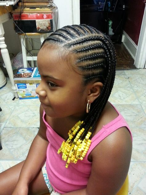 Beautiful for my little girl! Cornrow style African American natural protective nature styles for girls kids Girls Cornrow Hairstyles, Braid Styles For Girls, Cornrows Styles, Lil Girl Hairstyles, Kid Braid Styles, Natural Hairstyles For Kids, Kids' Braids, Black Kids Hairstyles