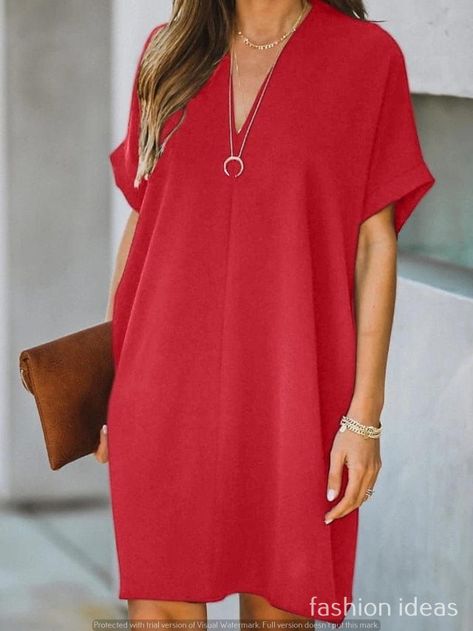 20 Skitter Dress Ideas: Trending Styles for Your Wardrobe Casual Beach Dress, Loose Midi Dress, Womens Shift Dresses, Half Sleeve Dresses, Solid Color Dress, Straight Dress, Fit Dress, Loose Dress, Knee Length Dresses