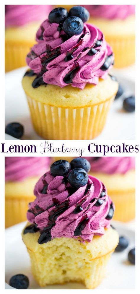 Blueberry Buttercream, Blueberry Frosting, Brandy Snaps, Baker By Nature, Blueberry Cupcakes, Cheesecake Mini, Summer Baking, Lemon Cupcakes, Delicious Cake