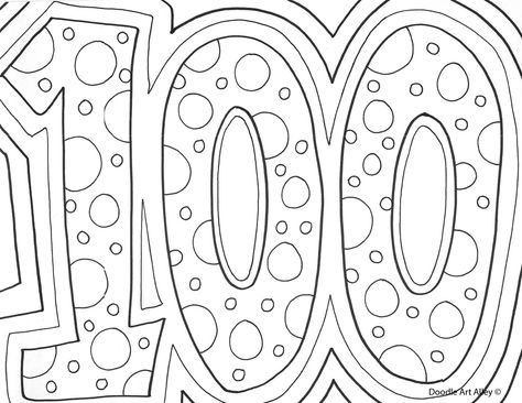 100 Days Coloring Page, 100th Day Of School Coloring Page, 100 Days Of School Coloring Page, Classroom Doodles, Super Hero Coloring Sheets, 100 Días De Clases, 100th Day Of School Crafts, 100 Years Celebration, Number 100