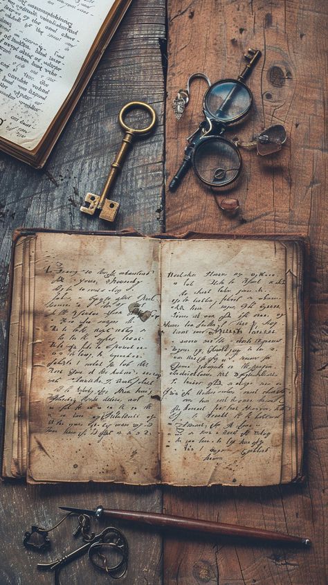 Antique Writing Essentials: An open antique book rests on a wooden desk alongside a vintage key and glasses. #antique #book #vintage #writing #desk #aiart #aiphoto #stockcake ⬇️ Download and 📝 Prompt 👉 https://ayr.app/l/hDgQ Vintage Key Aesthetic, Old Journal Aesthetic Writing, Opened Book Aesthetic, Vintage Book Photography, Genealogy Aesthetic, Vintage Writing Aesthetic, Open Book Picture, Old Writing Aesthetic, Type Writer Aesthetic Vintage