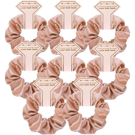 PRICES MAY VARY. 💕This bulk pack includes 8pcs hair ties gift for the bridesmaid. Perfect as bachelorette party favors or bridesmaid gifts! 💕Every elastic scrunchy Hair tie comes packaged with a diamond shaped card-to have and to hold Your Hair Back, giving you that chic decor look you're looking for, and thus immerse guests in Wedding party 💕Bridesmaid hair ties make of a great satin fabric with good texture, durable, soft and stretchable enough to easily wear on and off. 💕These hair ties c Bridesmaid Gift Card, Bridesmaid Socks, Wedding Party Bridesmaid, Champagne Rose, Champagne Party, Gift For Wedding, Bridesmaid Proposal Gifts, Wedding Gifts For Bridesmaids, Elastic Hair Ties