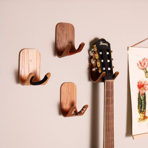 Guitar Hooks, Guitar Hook, Retro Trailer, Dallas House, Ceramic Wall Decor, Handmade Guitar, Guitar Wall, Farmhouse Art, Room Transformation