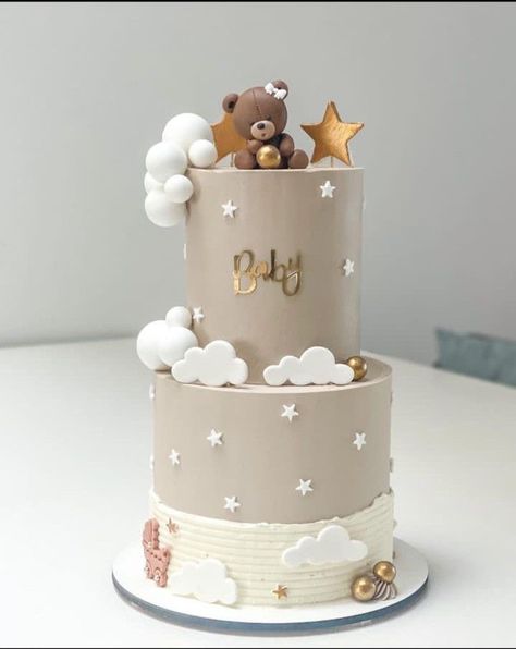 Gender Reveal Bear Cake, Bear Baby Shower Theme Girl, Cloud Cake Ideas, Bear Gender Reveal Cake, Teddy Bear Cake Ideas, Bear Baby Shower Theme Decoration, Teddy Bear Birthday Cake, Teddy Bear Baby Shower Decorations, Baby Shower Cakes Neutral